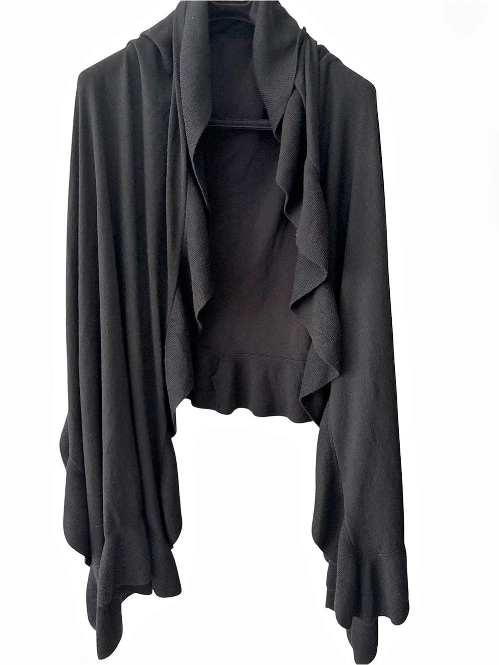 Chico's One Size Black Wrap Ruffle Detail NWT